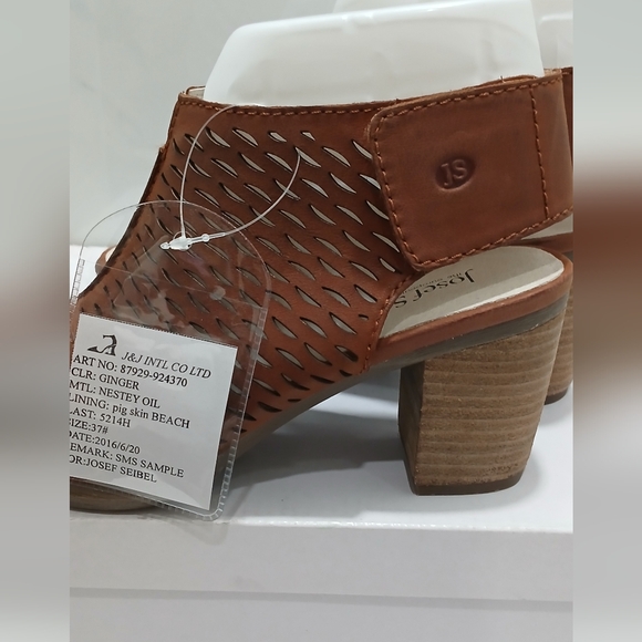 NWT 🔥 Joseph Seibel Leather Brown Peep-Toe Heeled Sandals Size 37 EU NEW IN BOX - Picture 6 of 16